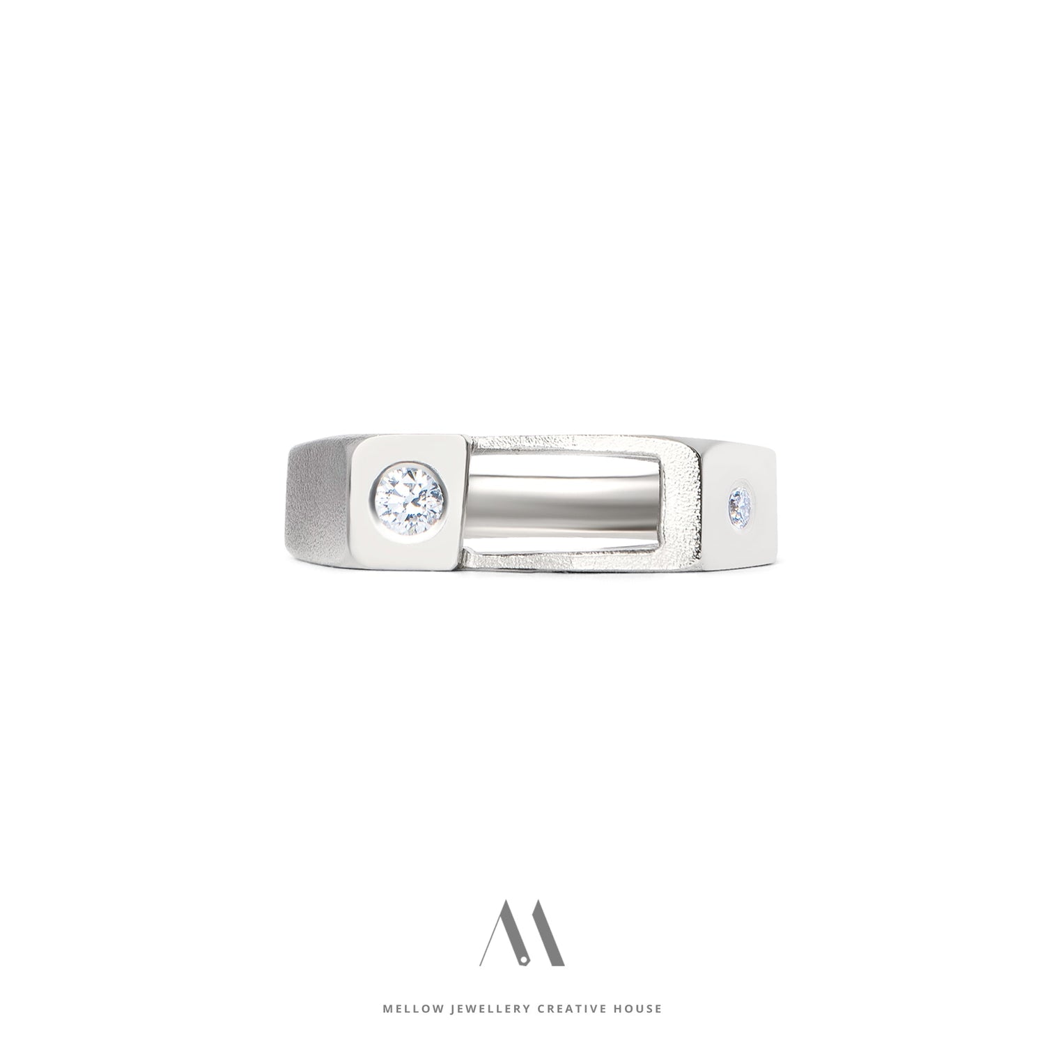 14k solid white gold Diamonds ring CMR/215 - Mellow Jewellery Creative House