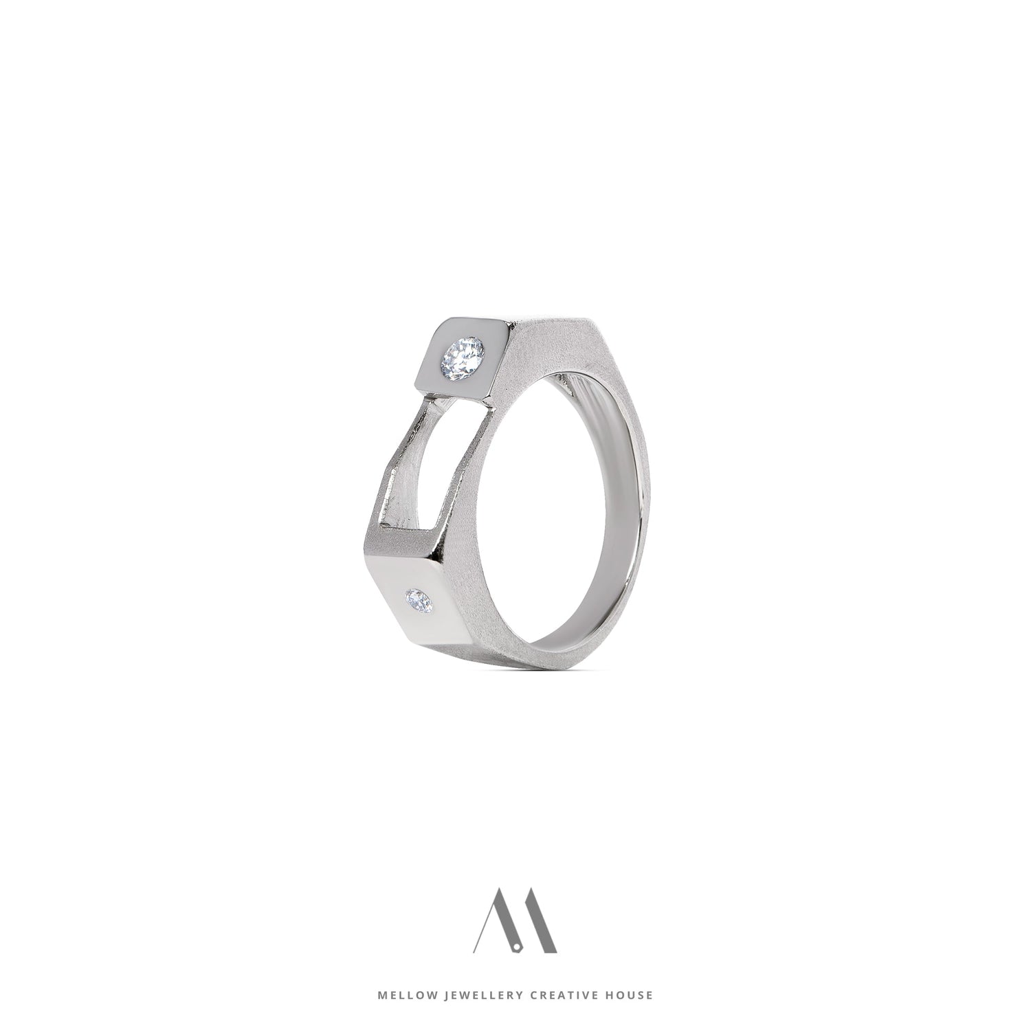 14k solid white gold Diamonds ring CMR/215 - Mellow Jewellery Creative House