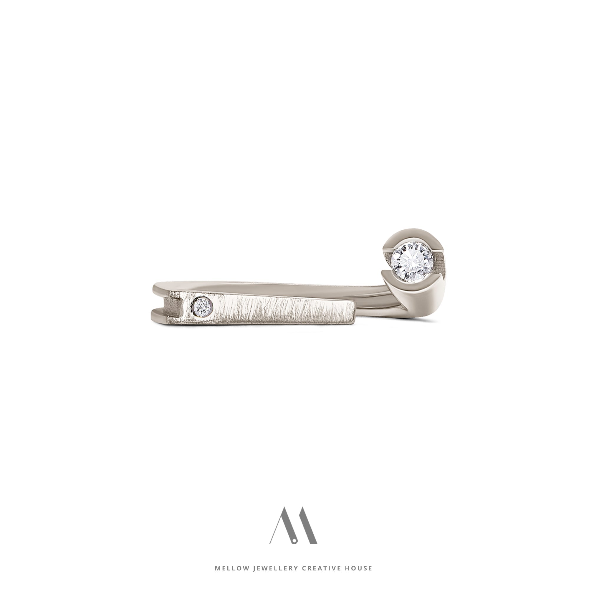 14k solid white gold Diamonds ring CMR/250 - Mellow Jewellery Creative House