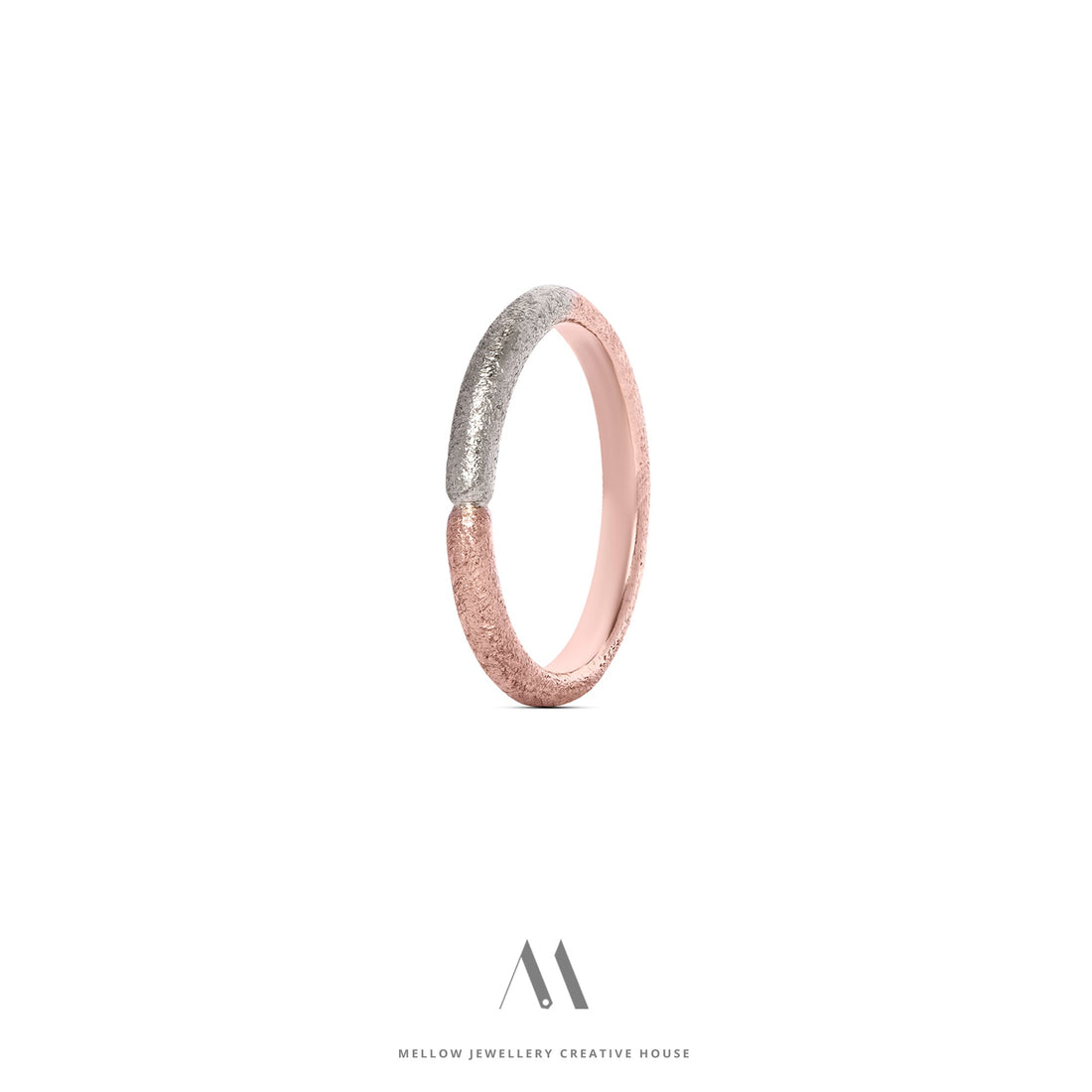 14k solid rose and white gold ring R5/Au033 - Mellow Jewellery Creative House