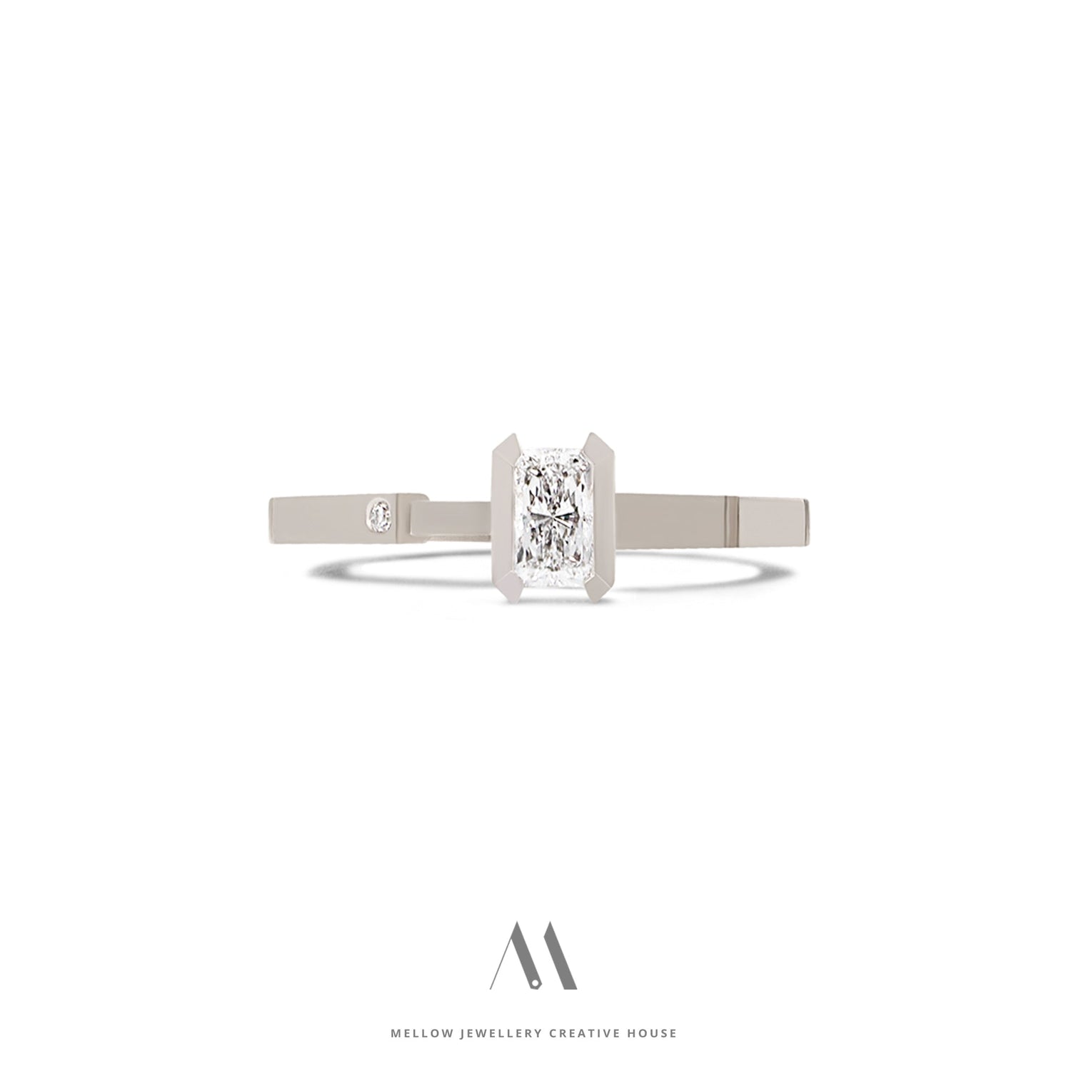 14k solid white gold Diamonds ring CMR/245 - Mellow Jewellery Creative House
