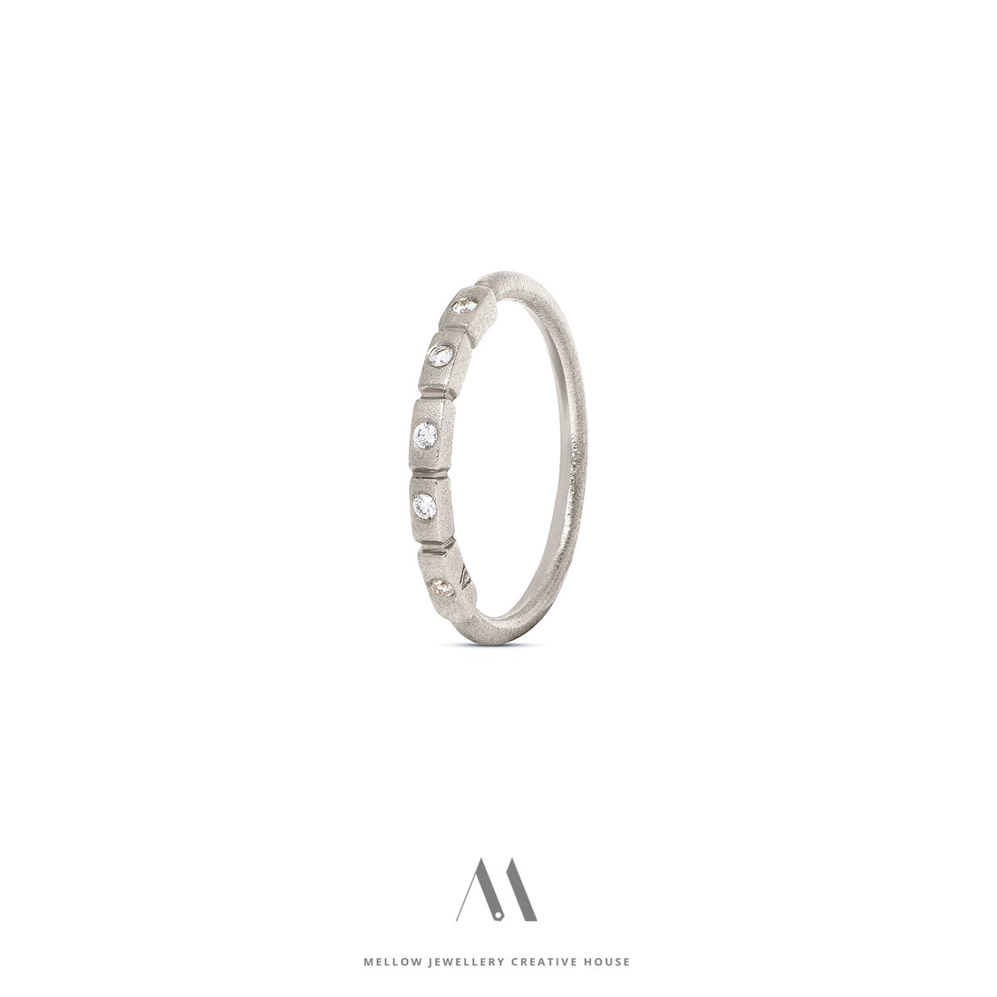 14k solid white gold Diamonds ring R5/AuD028 - Mellow Jewellery Creative House