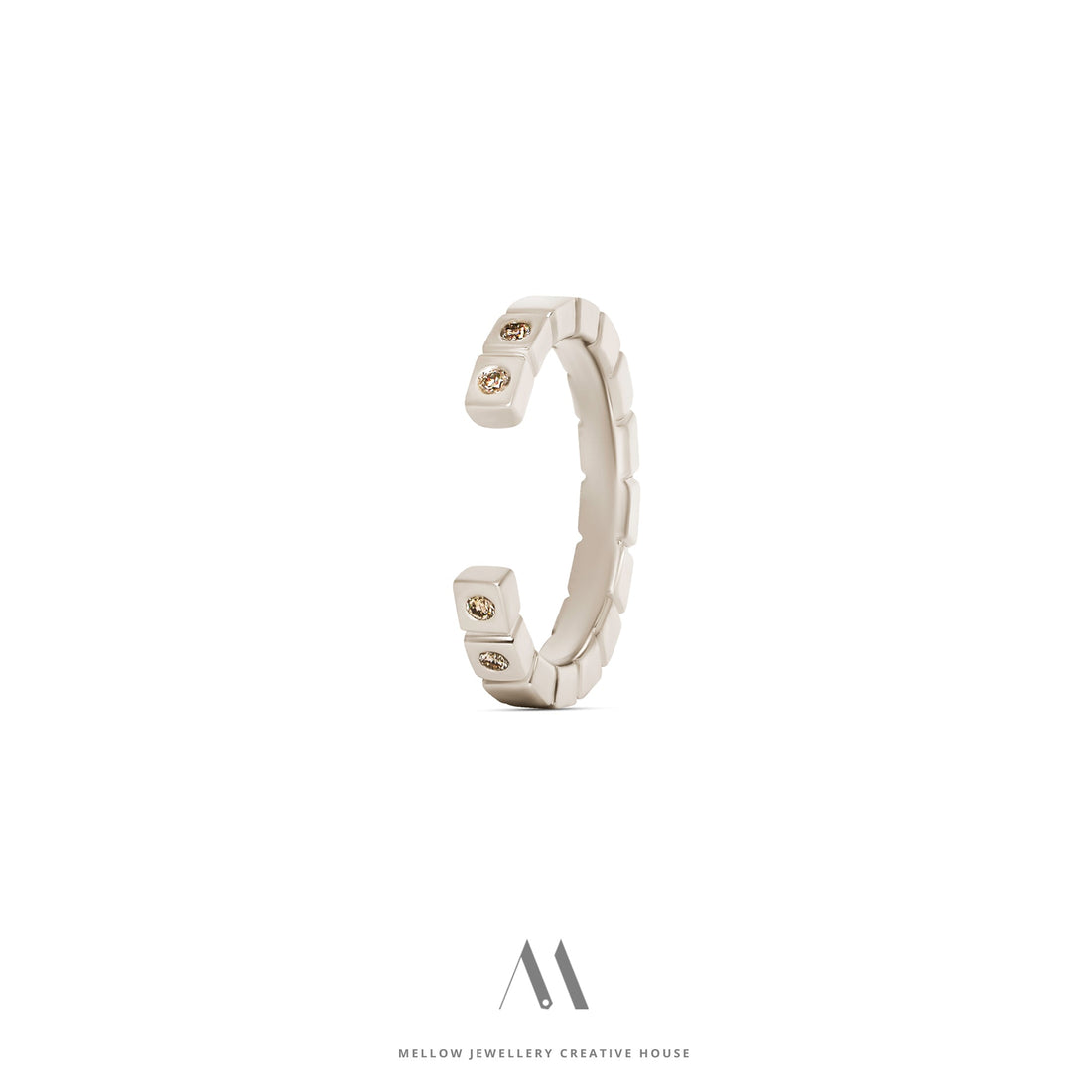 14k solid white gold Diamonds ring R5/AuD036 - Mellow Jewellery Creative House