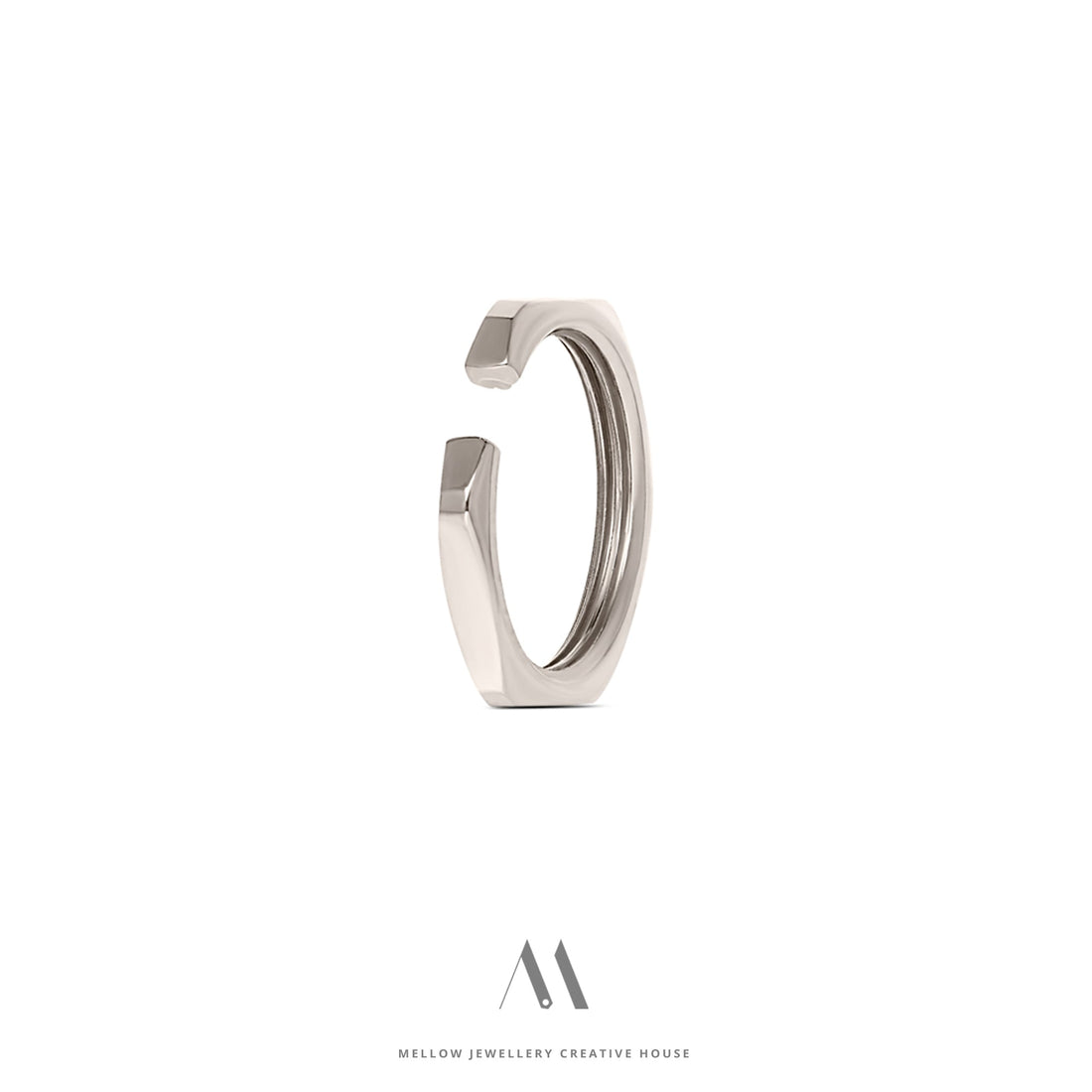 14k solid white gold ring R5/Au025 - Mellow Jewellery Creative House