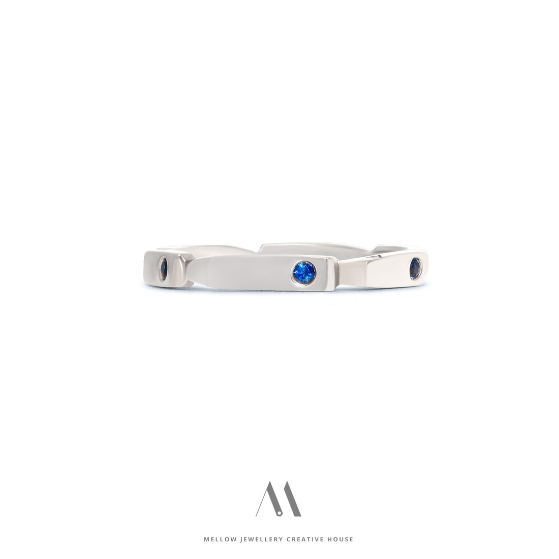 14k solid white gold Sapphires ring R5/Au026 - Mellow Jewellery Creative House