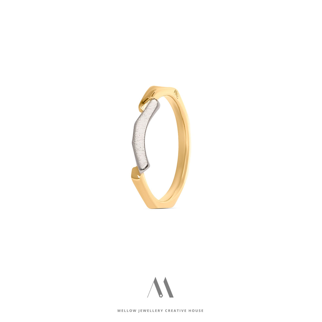 14k solid yellow and white gold ring R5/Au034 - Mellow Jewellery Creative House