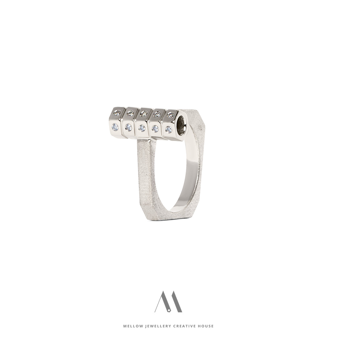 14k solid white gold Diamonds ring CMR/152