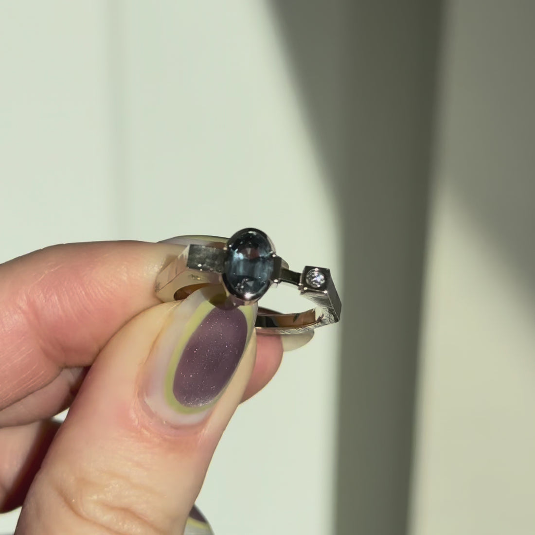 14k solid white gold Spinel Diamonds ring CMR/251