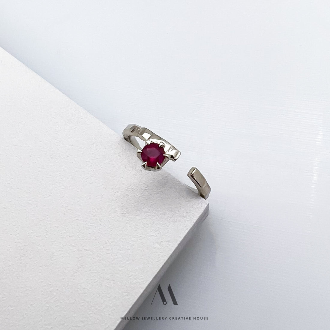 14k solid white gold Ruby engagement ring CMR/48