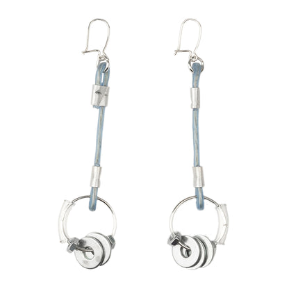 earrings with metal details and silver pins