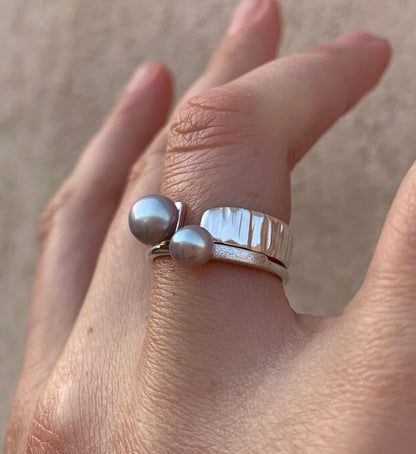 Sterling silver pearl ring R5/SiP09